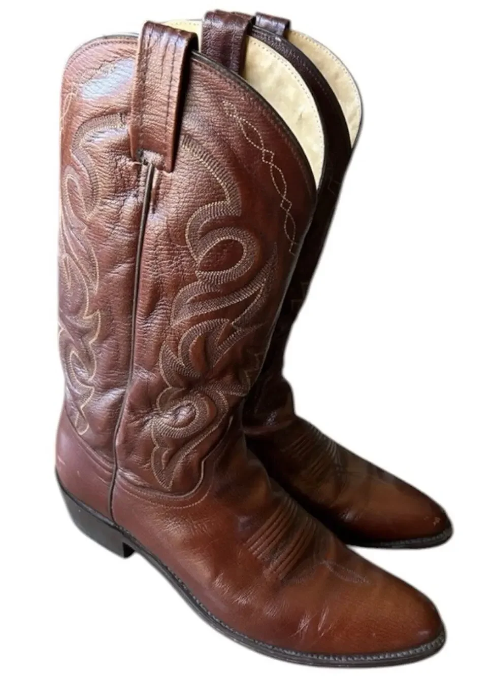 Dan Post Cowboy Boots Mens 11 D Brown Leather Western Snip Toe Pull On